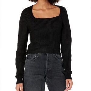 Steve Madden Black Knit Square Neck Sweater